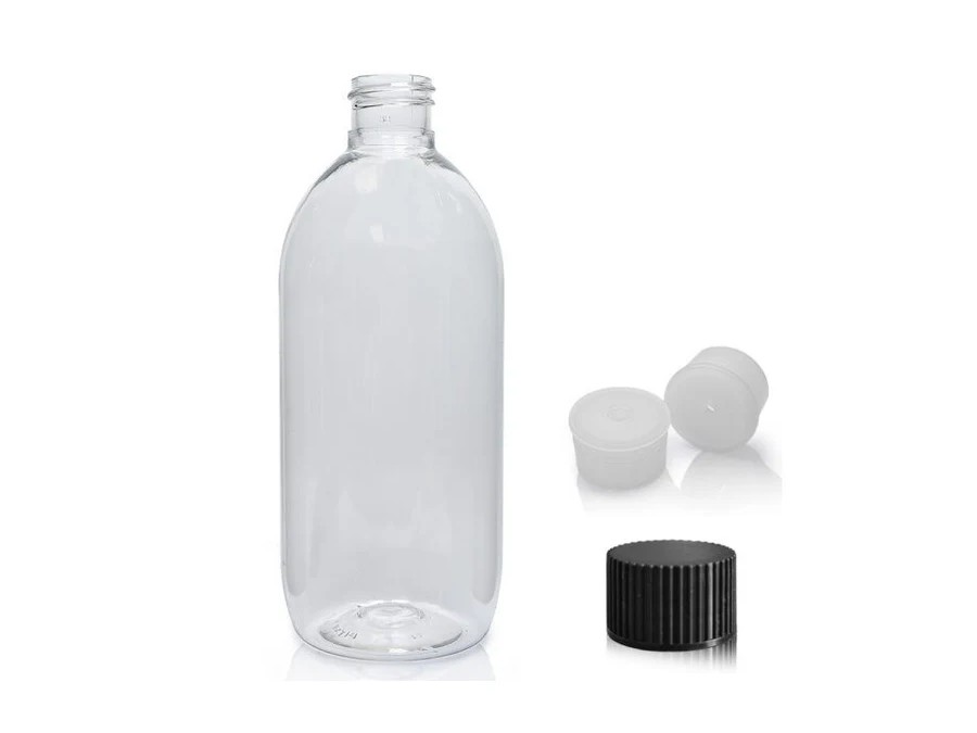 250ml Clear PET Round Bottle With White T/E Cap product image