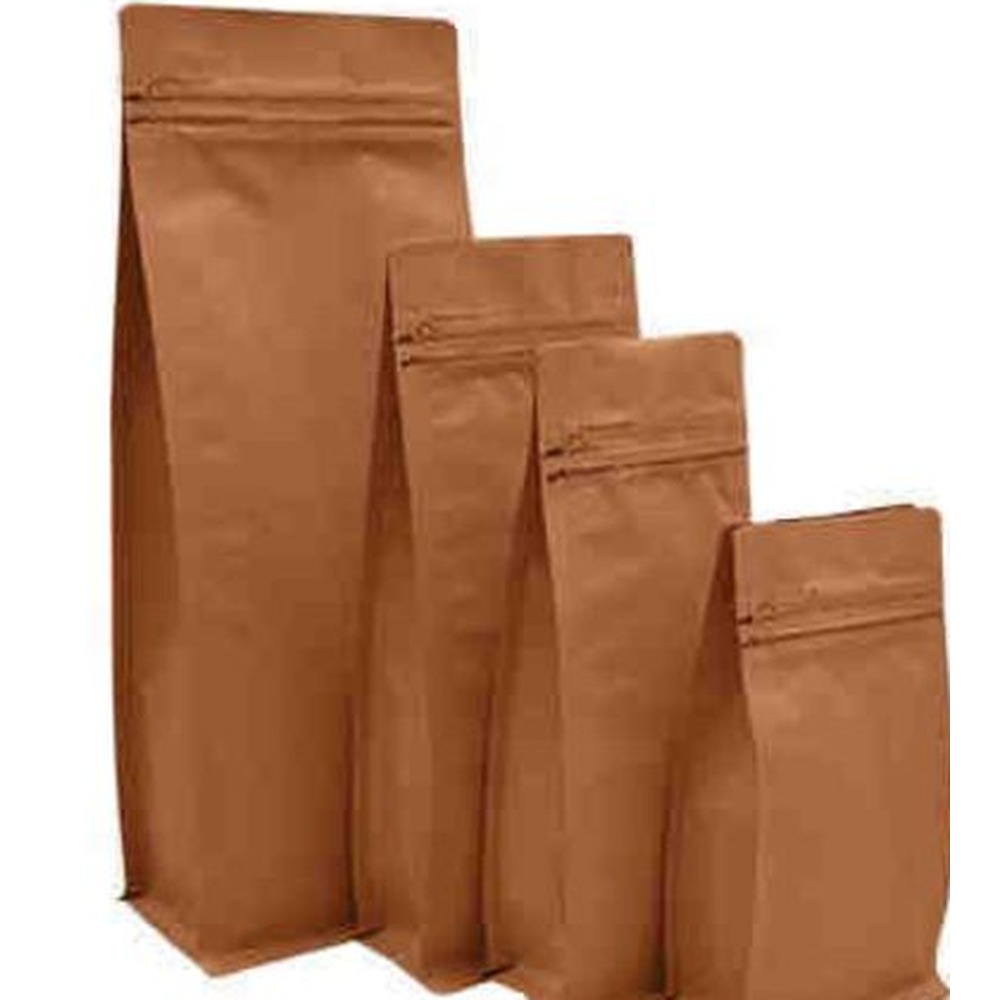 Stripped Brown Paper Look Stand Up Pouch with K-Seal Bottom and Rectangle Window product photograph